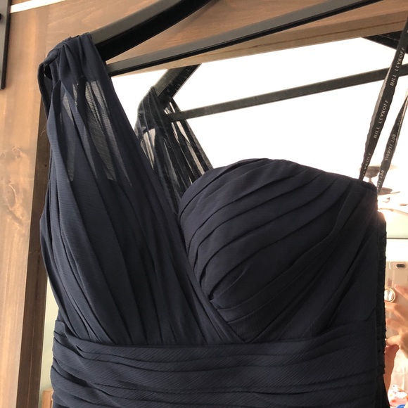 Bill Levkoff 749 Navy Bridesmaid Dress - Picture 3 of 8